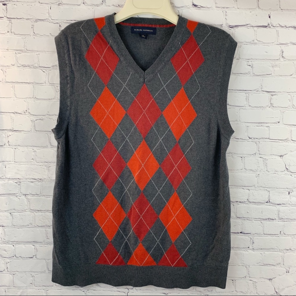 BR silk/cashmere/cotton argyle sweater vest